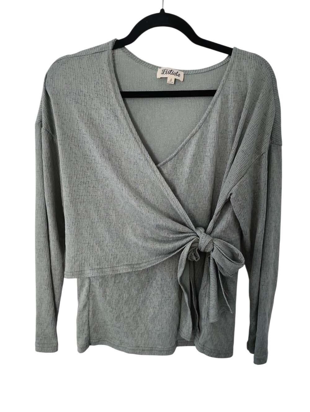 Listicle Sage Green Long Sleeve Wrap From Top Size Small